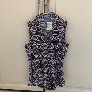 J. McLaughln navy and white sleeveless top